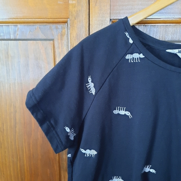 Monika Forsberg + Gorman silver embroidered ant boxy black t-shirt size 14 - Picture 3 of 8